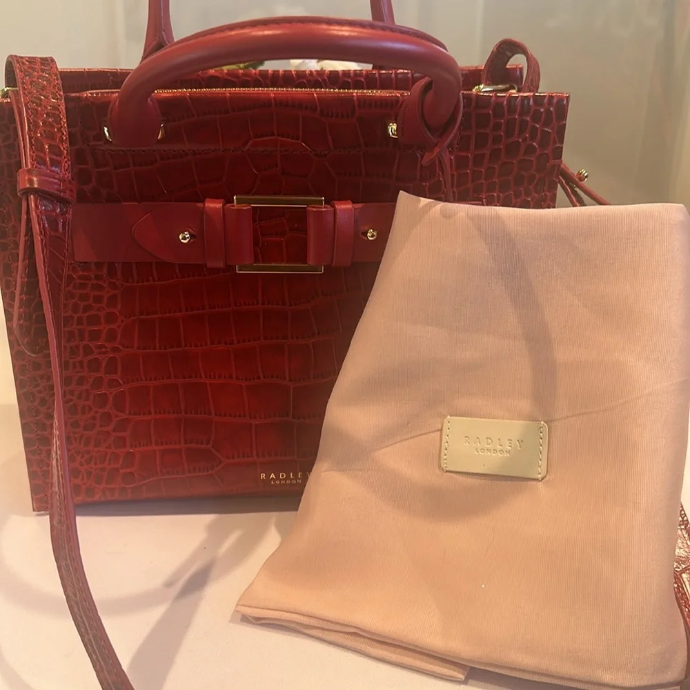 Radley London Agnes Red Croc-Embossed Leather Bag